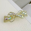 Alloy Crystal Spring Hairpin For Women With Bow Design And Electroplating Processing