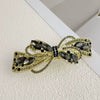 Alloy Crystal Spring Hairpin For Women With Bow Design And Electroplating Processing