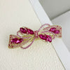 Alloy Crystal Spring Hairpin For Women With Bow Design And Electroplating Processing