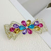 Alloy Crystal Spring Hairpin For Women With Bow Design And Electroplating Processing