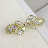 Alloy Crystal Spring Hairpin For Women With Bow Design And Electroplating Processing