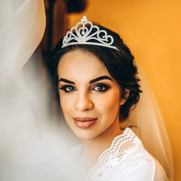 Alloy Crystal Women's Bridal Crown Hair Band With Letter And Text Pattern Electroplated For Party