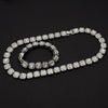 Alloy Cuban Chain Diamond Geometric Fashion Women's Necklace Bracelet Set