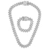Alloy Cuban Chain Diamond Geometric Fashion Women's Necklace Bracelet Set