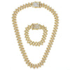 Alloy Cuban Chain Diamond Geometric Fashion Women's Necklace Bracelet Set