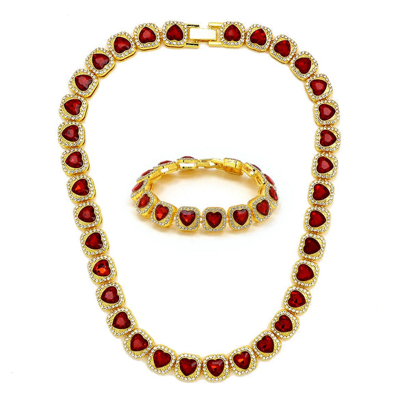 Alloy Cuban Chain Diamond Geometric Fashion Women's Necklace Bracelet Set