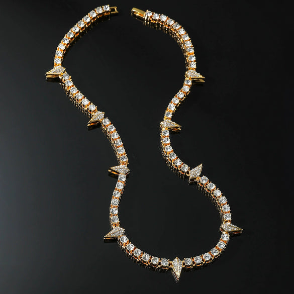 Alloy Cuban Chain Hiphop Style Geometric Diamond Stitching Necklace And Bracelet Jewelry