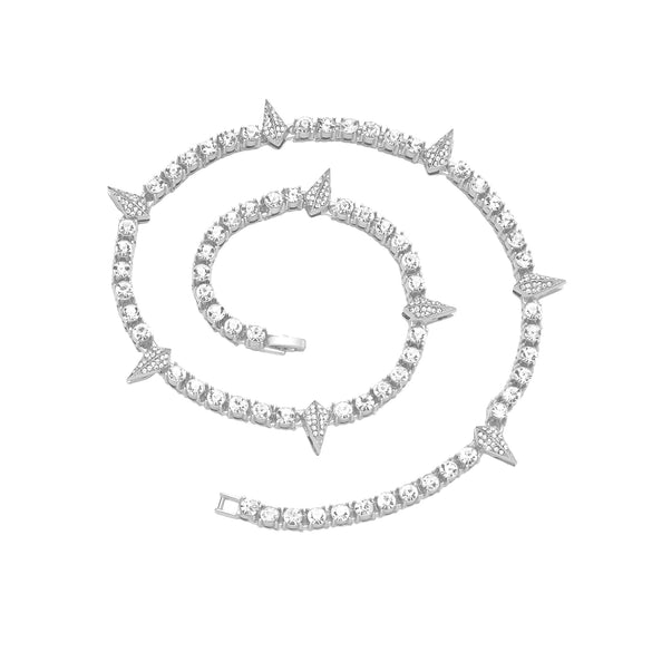 Alloy Cuban Chain Hiphop Style Geometric Diamond Stitching Necklace And Bracelet Jewelry