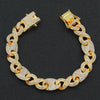 Alloy Cuban Chain Necklace With Diamond Geometric Style Creative Stitching Pig Nose Buckle For Men Hip Hop Punk Style