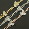 Alloy Cuban Chain Necklace With Diamond Inlay And Butterfly Pattern Hip Hop Style Unisex