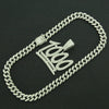 Alloy Cuban Chain Necklace With Hip Hop Style Diamond Pendant Featuring Letters Numbers And Text