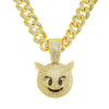 Alloy Cuban Chain With Threedimensional Geometric Diamond Small Monster Pendant Trendy Necklace Accessories