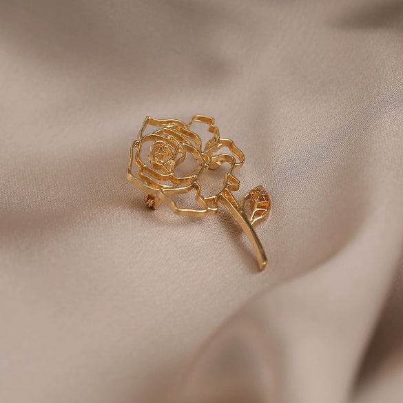 Alloy Cut Out Flower Metal Brooch Electroplated For Women