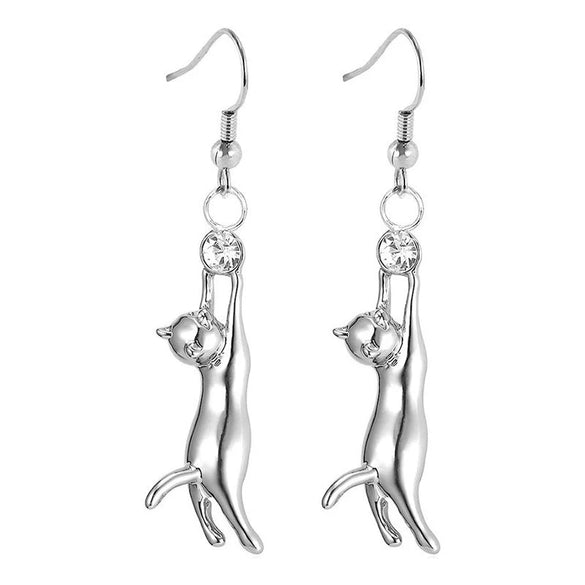 Alloy Cute Animal Kitten Stretch Earrings For Women With Electroplating