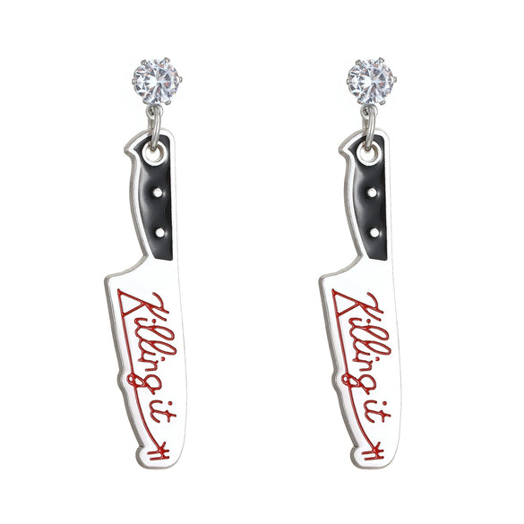 Alloy Dagger Pattern Pendant Necklace And Earrings For Women Electroplating Treatment Gothic Punk Rock Style