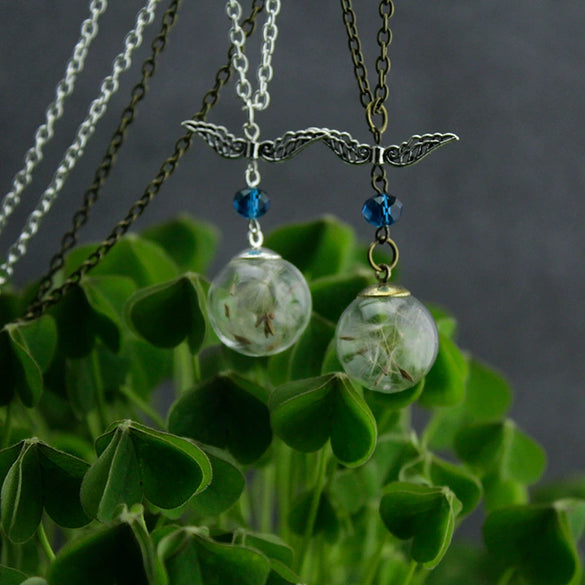 Alloy Dandelion Filled Ball Pendant Vintage Geometric Style