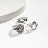 Alloy Dark Punk Retro Joint Ring Set With Carved Bat And Geometric Pattern For Couple