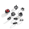 Alloy Dark Punk Retro Joint Ring Set With Carved Bat And Geometric Pattern For Couple