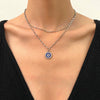 Alloy Devil's Eye Doublelayer Necklace With Geometric Pattern And Diamond Design For Women