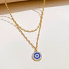 Alloy Devil's Eye Doublelayer Necklace With Geometric Pattern And Diamond Design For Women