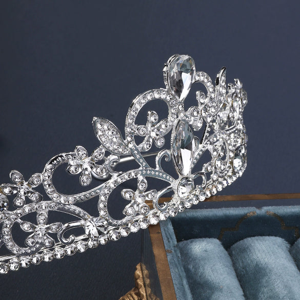 Alloy Diamond Bridal Crown Retro Style Electroplated For Women