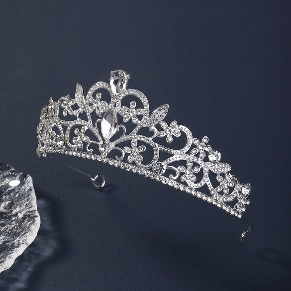 Alloy Diamond Bridal Crown Retro Style Electroplated For Women