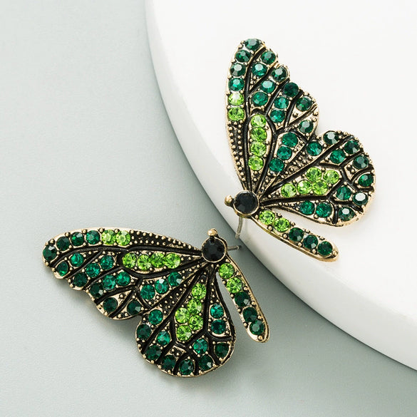 Alloy Diamond Butterfly Wings Heart Earrings For Women