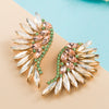 Alloy Diamond Exaggerated Fanshaped Wings Colorful Rhinestone Earrings