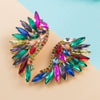 Alloy Diamond Exaggerated Fanshaped Wings Colorful Rhinestone Earrings