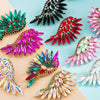 Alloy Diamond Exaggerated Fanshaped Wings Colorful Rhinestone Earrings