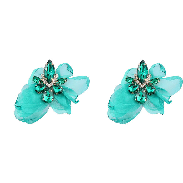 Alloy Diamond Flower Earrings For Women Retro Elegant Style