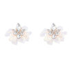 Alloy Diamond Flower Earrings For Women Retro Elegant Style