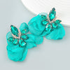 Alloy Diamond Flower Earrings For Women Retro Elegant Style