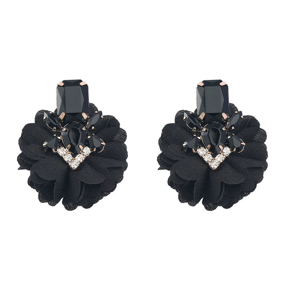 Alloy Diamond Flower Earrings Women's Retro Elegant Style