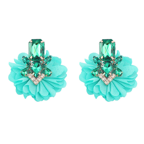 Alloy Diamond Flower Earrings Women's Retro Elegant Style