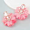 Alloy Diamond Flower Earrings Women's Retro Elegant Style