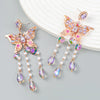 Alloy Diamond Geometric Butterfly Acrylic Tassel Women's Earrings