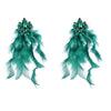 Alloy Diamond Geometric Flower Long Feather Tassel Women's Earrings