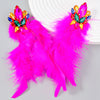 Alloy Diamond Geometric Flower Long Feather Tassel Women's Earrings