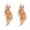 Alloy Diamond Geometric Flower Long Feather Tassel Women's Earrings