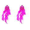 Alloy Diamond Geometric Flower Long Feather Tassel Women's Earrings