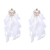Alloy Diamond Geometric Flower Long Feather Tassel Women's Earrings