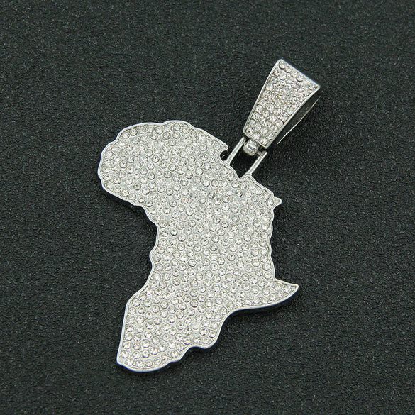 Alloy Diamond Geometric Hip Hop Pendant Necklace With Cuban Chain