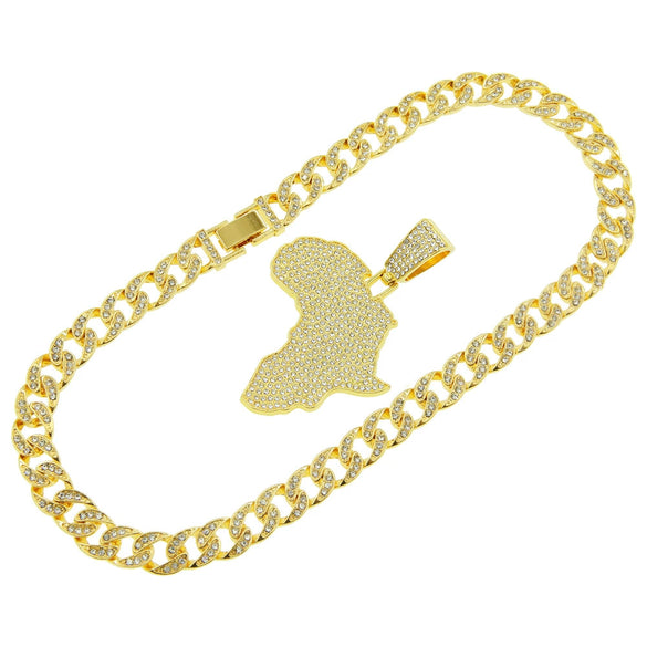 Alloy Diamond Geometric Hip Hop Pendant Necklace With Cuban Chain