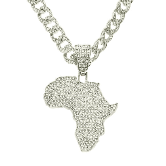 Alloy Diamond Geometric Hip Hop Pendant Necklace With Cuban Chain