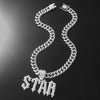 Alloy Diamond Letter Pendant Necklace For Men Hiphop Accessories With Stitching