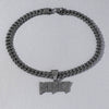 Alloy Diamond Letters Pendant Necklace Cuban Chain Hip Hop Punk Jewelry For Men