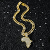Alloy Diamond Map Pendant Cuban Chain Men's Hiphop Necklace