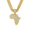 Alloy Diamond Map Pendant Cuban Chain Men's Hiphop Necklace