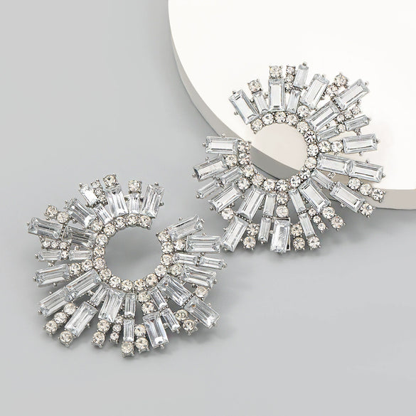 Alloy Diamond Rhinestone Geometric Sunflower Women's Earrings